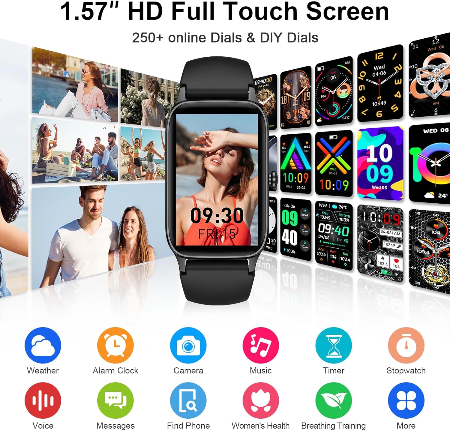 Smart Watch for Men Women (Answer/Make Call), 1.57” Fitness Tracker 113+ Sports Smartwatch, Heart Rate/Sleep Monitor/Pedometer/Calories Fitness Watch, IP68 Waterproof Activity Tracker for Android iOS - Image 2