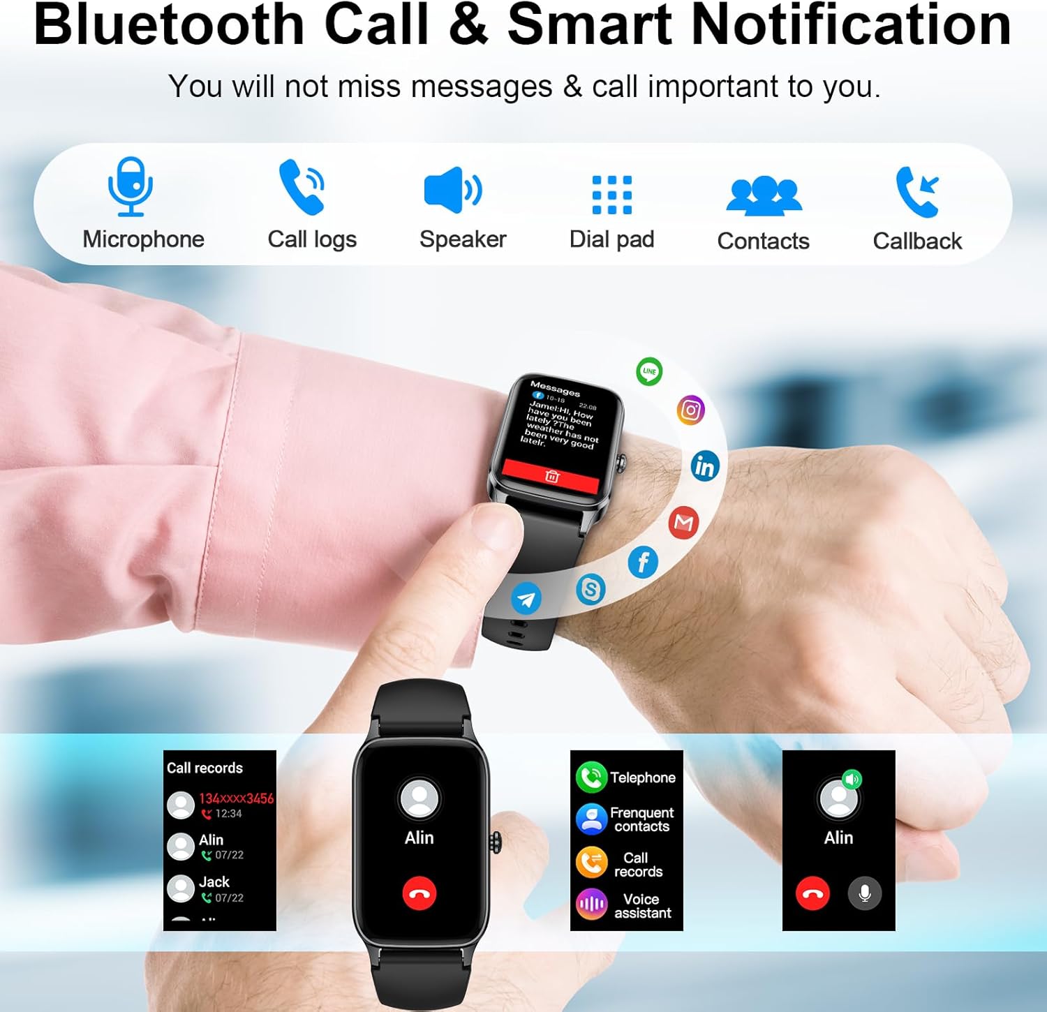 Smart Watch for Men Women (Answer/Make Call), 1.57” Fitness Tracker 113+ Sports Smartwatch, Heart Rate/Sleep Monitor/Pedometer/Calories Fitness Watch, IP68 Waterproof Activity Tracker for Android iOS - Image 3