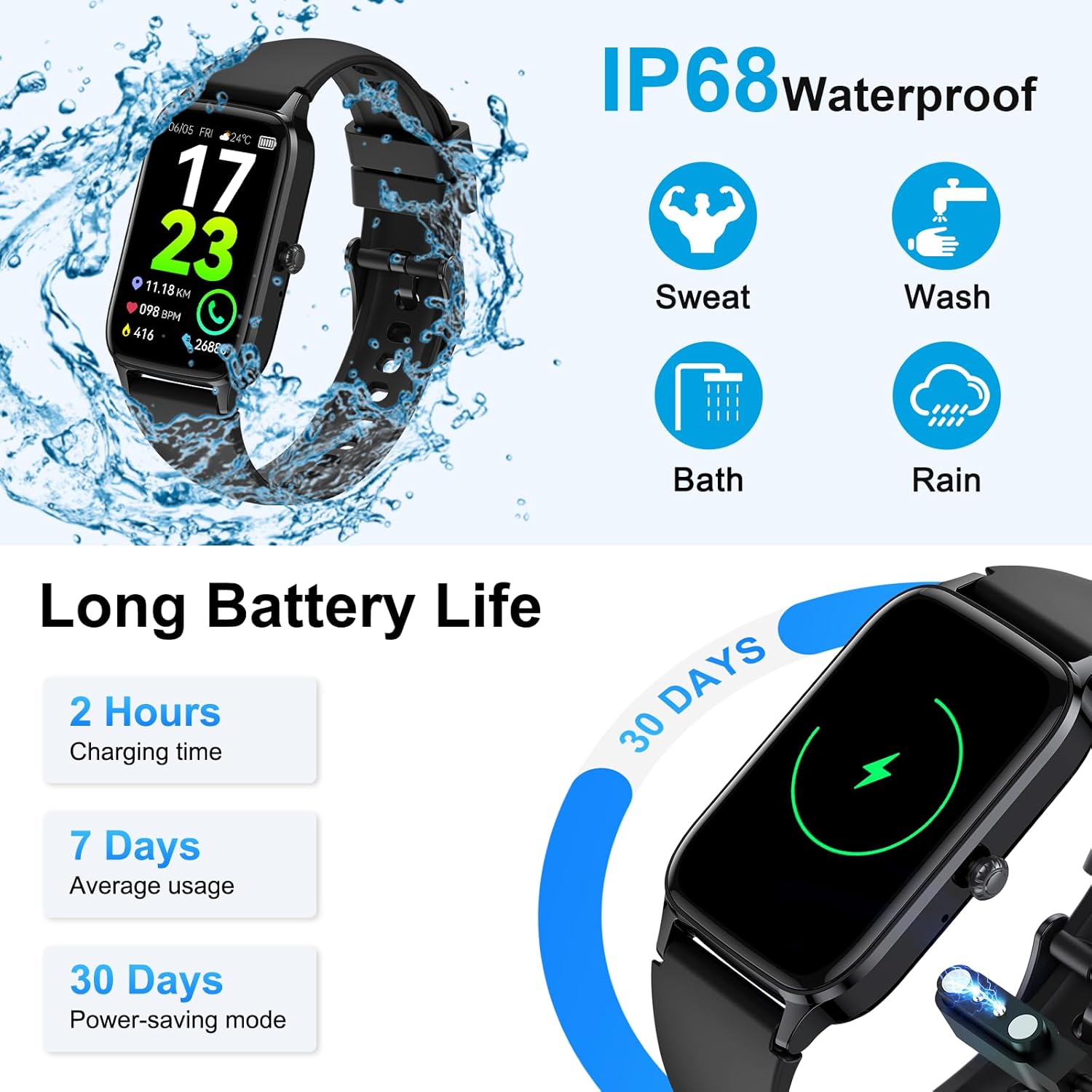 Smart Watch for Men Women (Answer/Make Call), 1.57” Fitness Tracker 113+ Sports Smartwatch, Heart Rate/Sleep Monitor/Pedometer/Calories Fitness Watch, IP68 Waterproof Activity Tracker for Android iOS - Image 6
